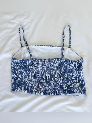 Abercrombie & Fitch Crinkle Textured Squareneck Cropped Tank - Blue Floral - XS thumbnail 8