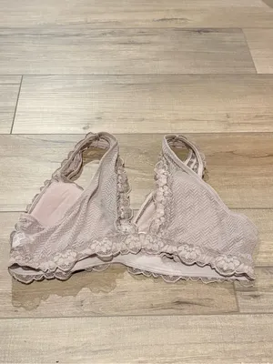 Aerie lace O ring mesh‎ bralette nude beige size large thumbnail 2