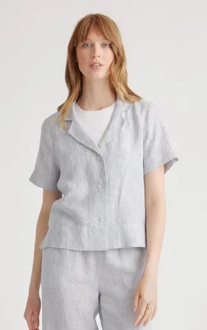 Quince | 100% European Linen Short Sleeve Shirt, Small thumbnail 1