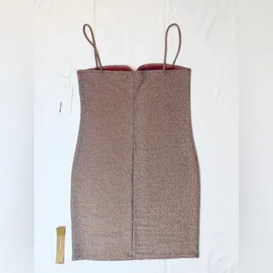 Reformation NWT Kyla Dress - Taupe Sparkle - M thumbnail 8