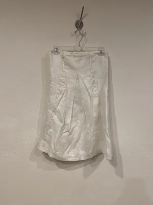 DISSH Simona Linen Mini Dress Womens 2 White Strapless Smocked Zip Short thumbnail 2