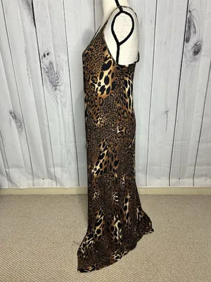 12PM By Mon Ami Maxi Dress Womens Sz S Spaghetti Strap Animal Print Knit thumbnail 4