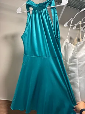 High neck satin dress Blue thumbnail 2