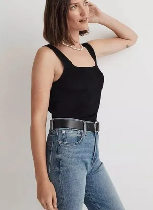 Madewell rib squareneck sweater tank thumbnail 3