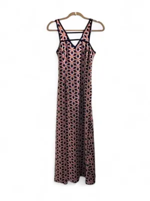 Altar'd State Orange & Navy Geometric Print Sleeveless Maxi Dress thumbnail 3