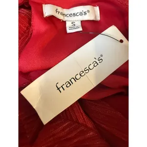 Francescas Red Metallic Tiered Mini Dress Sleeve S NWT y2k party festive dainty thumbnail 7