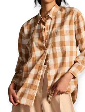 Maeve Bennett Button Down Shirt Brown Buffalo Check Size XS thumbnail 1