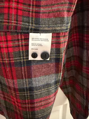 Weatherproof Vintage Poinsettia Holiday Tartan Flannel Shirt Large thumbnail 6