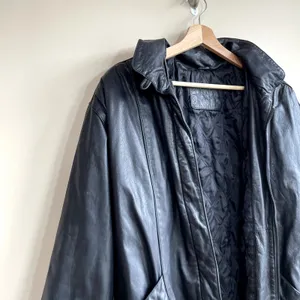 Jacqueline Ferrar genuine‎ leather jacket heavy vintage front pockets women's XL thumbnail 2