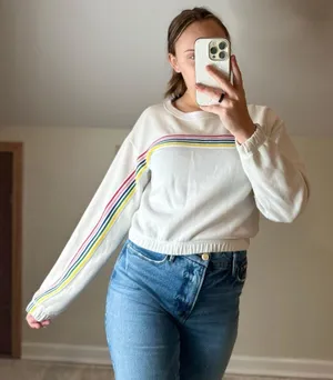 Abercrombie: Rainbow Striped Cropped Sweatshirt thumbnail 1