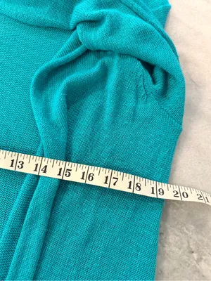 J. Jill Size M Turquoise Linen Blend Lightweight Open Front Duster Cardigan thumbnail 9