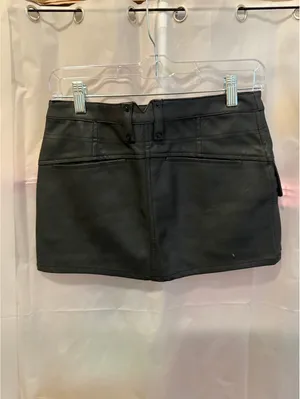 We The Free Black Faux Leather Mini Skirt Size 25 thumbnail 2