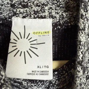 OFFLINE By Aerie Snowday Mock Neck Sweater Pullover Gray‎ Black Speckled XL thumbnail 8