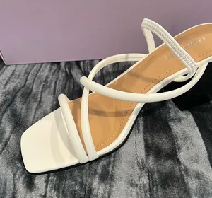 ILLUME - V White Strappy Block Heel Sandals by Lisa Vicky thumbnail 1