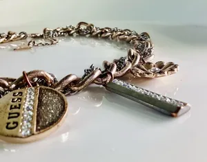 𝅺GUESS Charm Necklace Flower Tassel Bar thumbnail 4