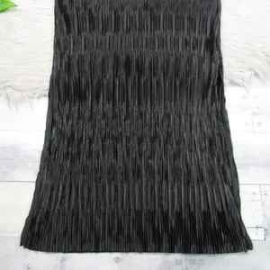 By ANTHROPOLOGIE Black Ruched V-Neck Side Slits Midi Dress Plissé Finish Size XS thumbnail 7