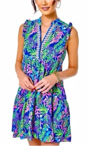 Lilly Pulitzer Briela Dress, How You Like Me Prowl Borealis Blue, Medium thumbnail 1