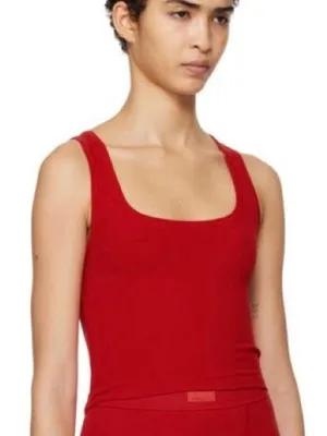 Skims Ribbed Red Scoop Neck Tank Top Size XL Special Edition Color thumbnail 1