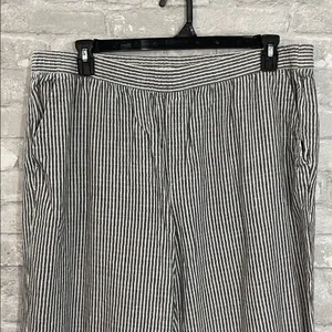 Old Navy High Rise Grey Striped Linen Wide Leg Pants thumbnail 2