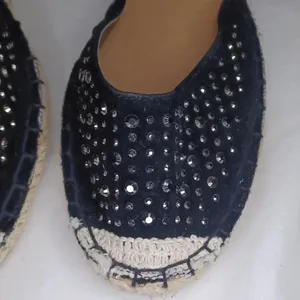 Bamboo black rattan espadrille boho casual chic sandals thumbnail 3