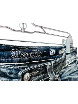 Miss Me Y2K Rhinestone Embroidered Bling Cuffed Capri Pants Size 28 Denim Jeans thumbnail 3