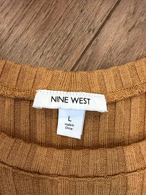 Nine West Ribbed Sleeveless Midi Dress - Mustard Gold Size Large - C73-032 thumbnail 2