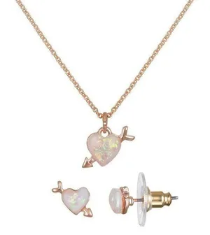 LC Lauren Conrad Heart Necklace & Earring Set thumbnail 1