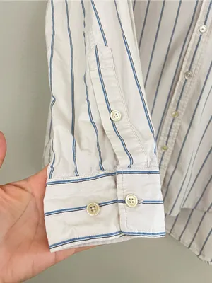 Aritzia Wilfred Organic Cotton‎ Relaxed Striped Poplin Button-Up Shirt Size XS thumbnail 5