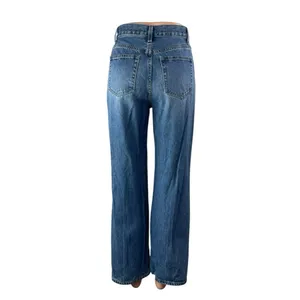 Uniqlo Women's Blue High Waisted Medium Wash Wide Straight Denim Jeans Size 22 thumbnail 2