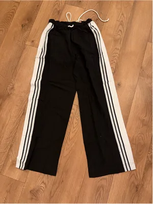 NEW Pants Wide Leg Side Striped Pants Drawstring XS Black thumbnail 6