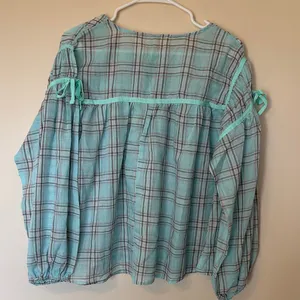 Easel Teal Plaid Blouse with Tie Accents thumbnail 7