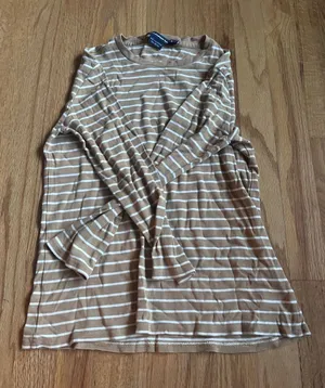 Women’s Ralph Lauren Sports Long Sleeve Tan and Whited Striped size Small thumbnail 1
