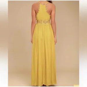 Lulu's Small This Love Mustard Yellow Lace Maxi Dress Size S thumbnail 9