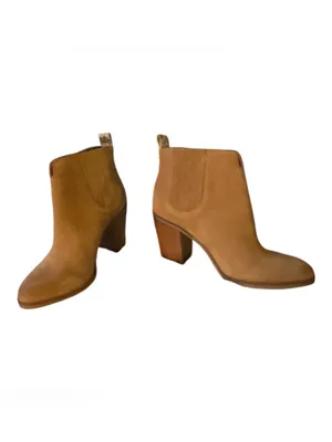 Dolce Vita Gracie Tan Suede Heeled Ankle Boots Snakeskin Detail Size 9.5 thumbnail 3