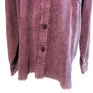 la miel Corduroy Shacket SZ M Purple Button Down Raw Hem Pocket Wide Wale Jacket thumbnail 3