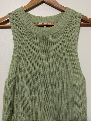 Madewell Shaker Sweater Tank Size Medium Top Green Cotton Fall Winter Knit thumbnail 5