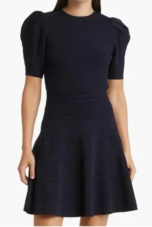 GB girls black Pleated Puff-Sleeve Fit-and-Flare Dress thumbnail 1