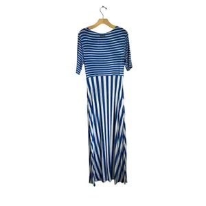 Matilda‎ Jane The Road Ahead Stripe Maxi Dress Blue White Pockets Sz M thumbnail 3