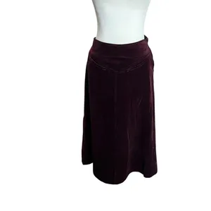 Laura Ashley Vintage Corduroy Midi Skirt Plum Burgundy A Line UK 12 US 10 thumbnail 3