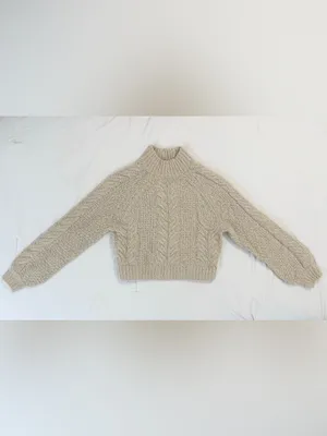 Aritzia Sunday Best Melly Alpaca Wool Cable Knit Sweater – Heather Oatmeal – S thumbnail 6