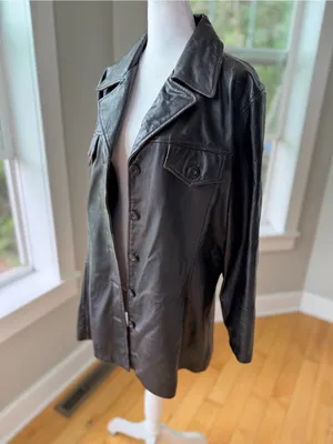 Vintage Maxima Wilson’s Leather Distressed Brown Leather Button-Front Jacket XL thumbnail 2