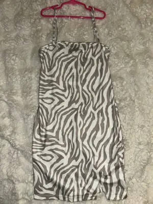 SheIn NWOT Zebra Stripe Slit Hem Short Dress thumbnail 2