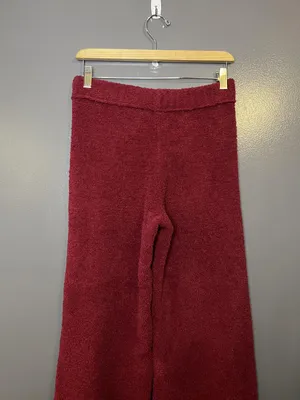 Aerie Pants Womens Small Red Fuzzy Knit Wide Leg Cozy Lounge Sweatpants thumbnail 4