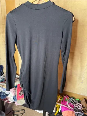 Windsor Black Mock Neck Ruched Bodycon Mini Dress Size Large thumbnail 8