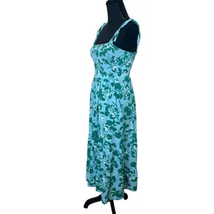 Seraphine Teal Floral Midi Maternity Nap Dress SMALL Nap Smocked Cottage $80 thumbnail 6