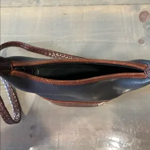 Brighton Judy Little Mini Vintage Leather Bucket Crossbody Bag Black Brown thumbnail 9
