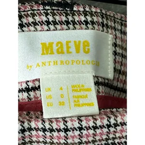 Maeve Anthropologie Avery Pleated Wide Leg Plaid Trousers Pants Size 0 Preppy thumbnail 5