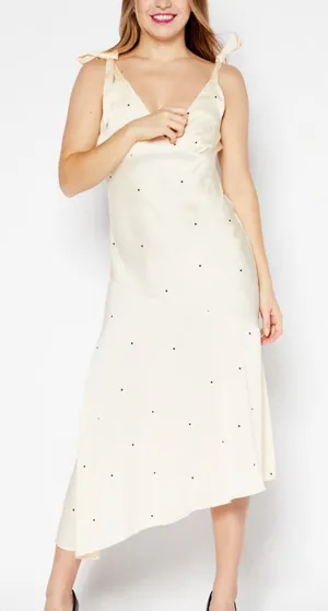 Miss Selfridge Cream/black Polka Dot Chiffon‎ Dress 6 thumbnail 1
