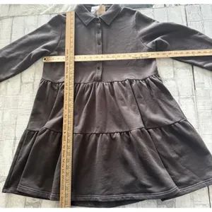 Natural Life Sylvan Sweatshirt Dress Charcoal Tiered Button Down Long Sleeve L thumbnail 8