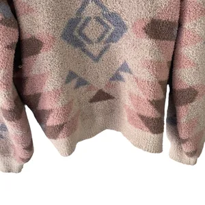 Loveriche Women's Size Small‎ Fuzzy Teddy Pink Cream Cozy Sweater thumbnail 3